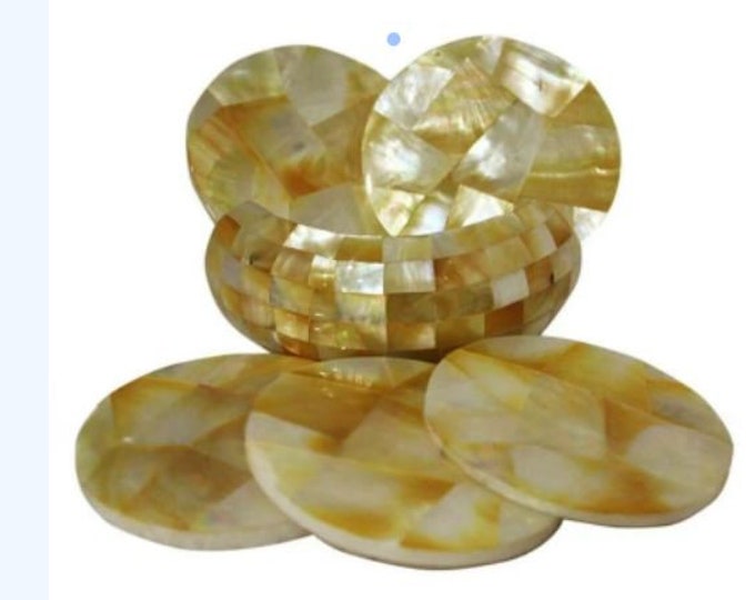 Marble Coaster Set Semi Precious Stones Pietra Dura overlay Work Art Home Decor