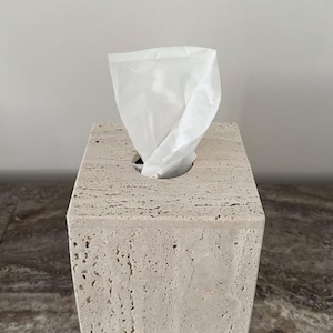 Handmade Travertine Marble Tissue Box Cover – Luxury Stone Bathroom Decor