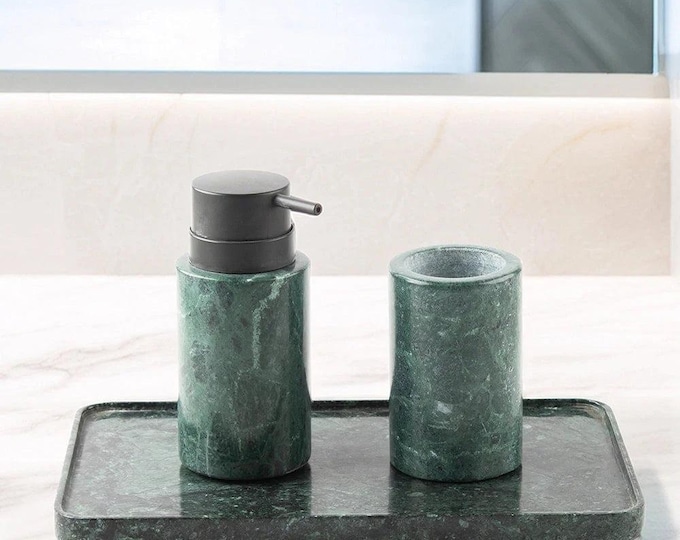 Green Marble Bathroom Accessory Set