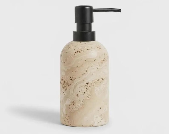 Travertine Soap Dispenser – Natural Stone Lotion Pump