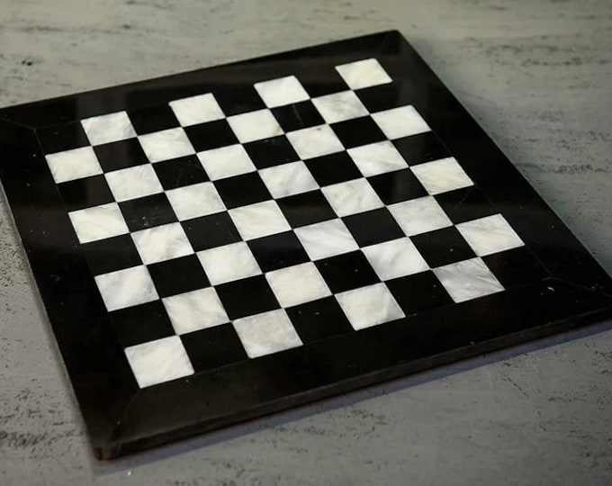 Exquisite Black & White Marble Chess Board | Handmade Stone Chessboard