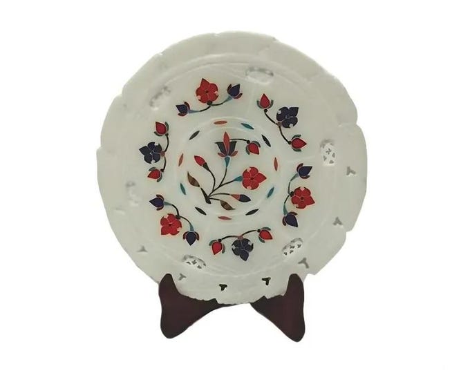 White Marble Decorative Plate | Traditional Indian Artisan Wall Decor