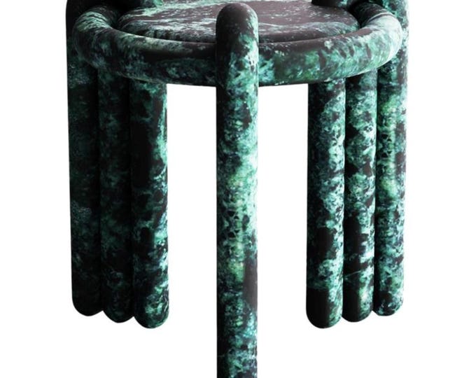 Green Marble Side Table: Round Living Room Furniture, Handmade in India