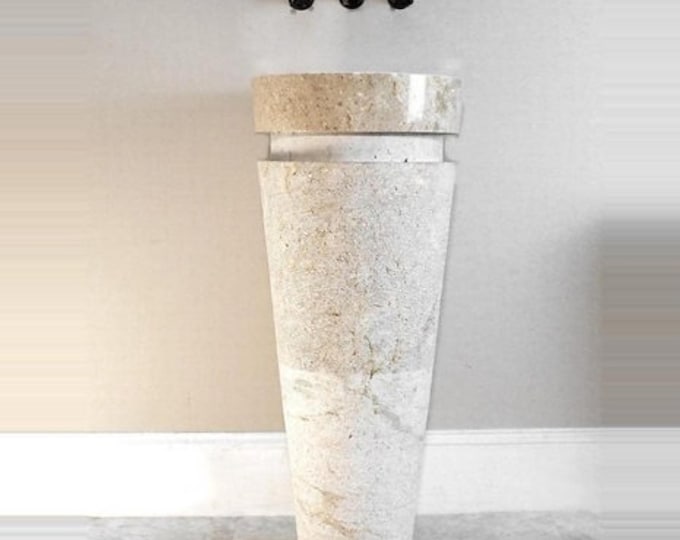 Cone Shaped Italian Travertine Pedestal Wahsbasin, Powder Room Sink