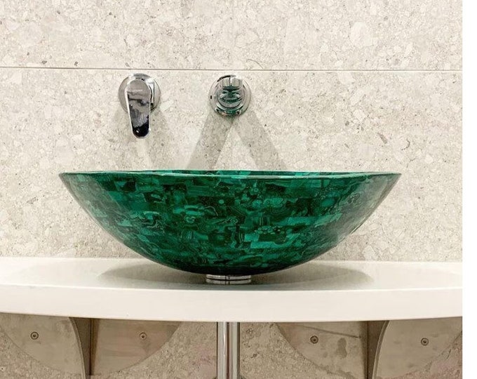 Luxury Malachite Stone Sink Bowl – Handmade Green Gemstone Wash Basin for Modern Bathrooms