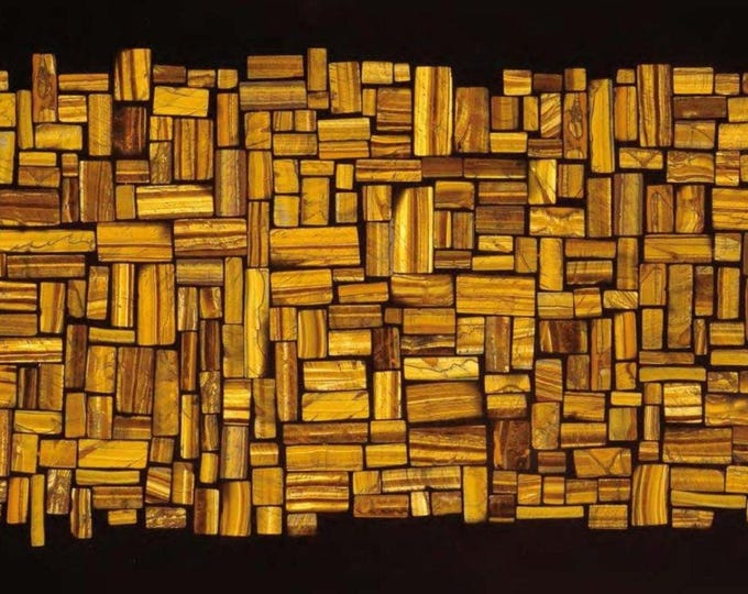 Intricate Golden Wood Pattern Mosaic Rectangular and Oval Shapes