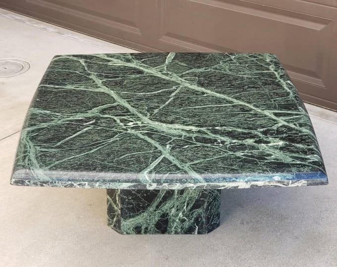 Green Marble Coffee Table: Minimalist Stone Accent Furniture