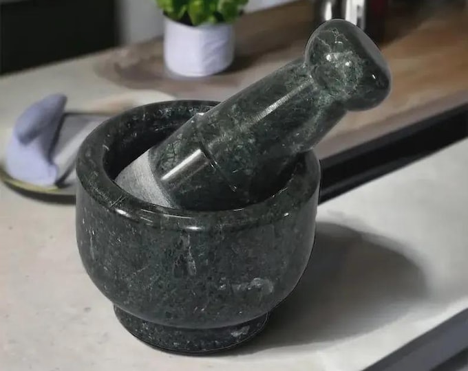 Marble Mortar and Pestle Set, Natural Stone Spice Grinder
