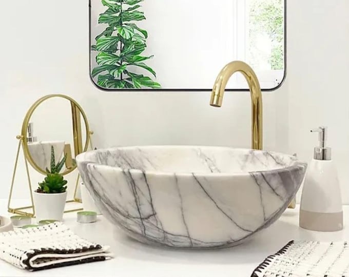 Handmade Lilac Marble Vessel Sink: Bathroom Vanity Decor