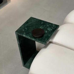 Handmade Green Marble Side Table | Modern Minimalist Accent Table