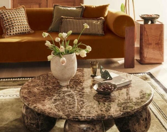 Elegant Dark Emperador Marble Coffee Table Top – Oxley Design