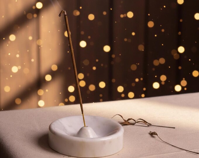 Incense Stick holder White Marblingover 4 x 4 Inches