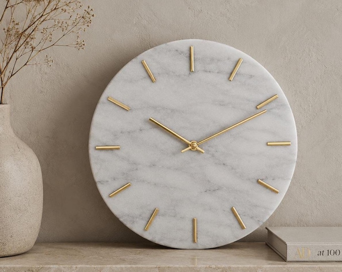 Handmade Marble Wall Clock – Minimalist Luxury Wall Décor