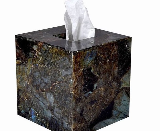 Labradorite Napkin Holder: Handmade Crystal Home Decor