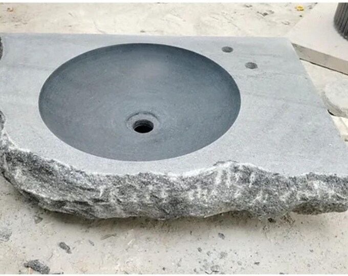Solid Stone Rustic Countertop Washbasin Sink, Industrial-chic Style Raw Sink