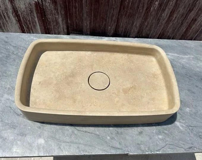 Italian Travertine Countertop Washbasin Bathroom Sink