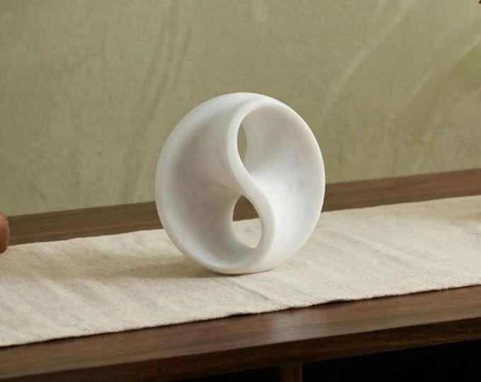 Abstract White Marble Sculpture | Modern Minimalist Decor Accent