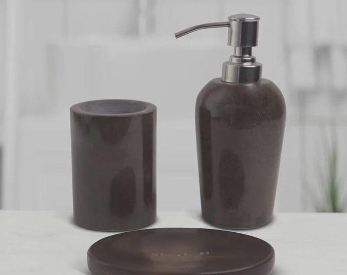 Black Marble Bathroom Accessories Set | Modern Luxury Bathroom Decor