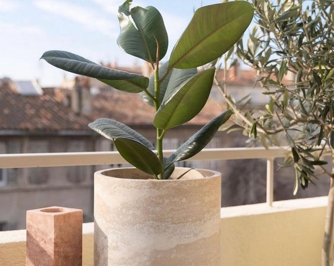 Travertine Round Flower Pot Vase