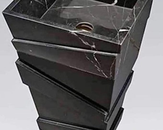 Italian Nero Marquino Pedestal Washbasin Sink