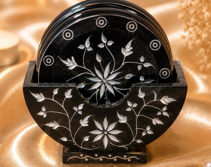 Luxury Floral Inlay Drink Coasters, luxury Home Gift