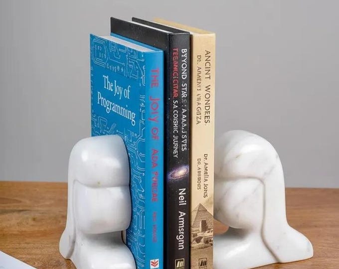 Modern Marble Face Bookends – Minimalist Abstract Sculpture Book Holders