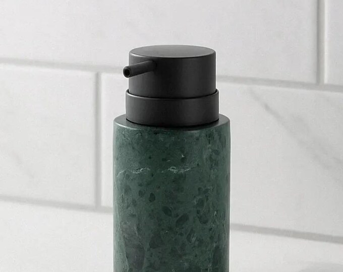 Handcrafted Green Marble Soap Dispenser | Natural Stone Bathroom & Kitchen Accessory