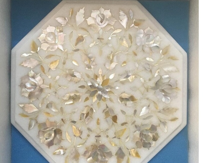 Marble Corner Table Top Semi Precious Stone Inlay Handicraft Art Home Decor