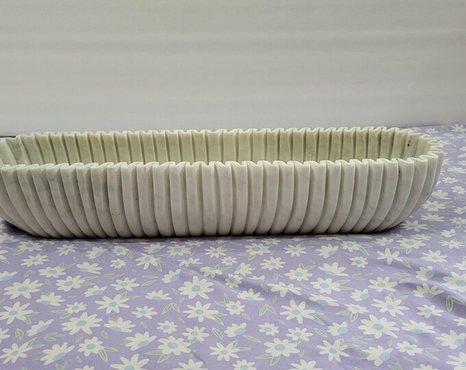 Handcrafted Ribbed Marble Bowl for Home Décor Customization Available