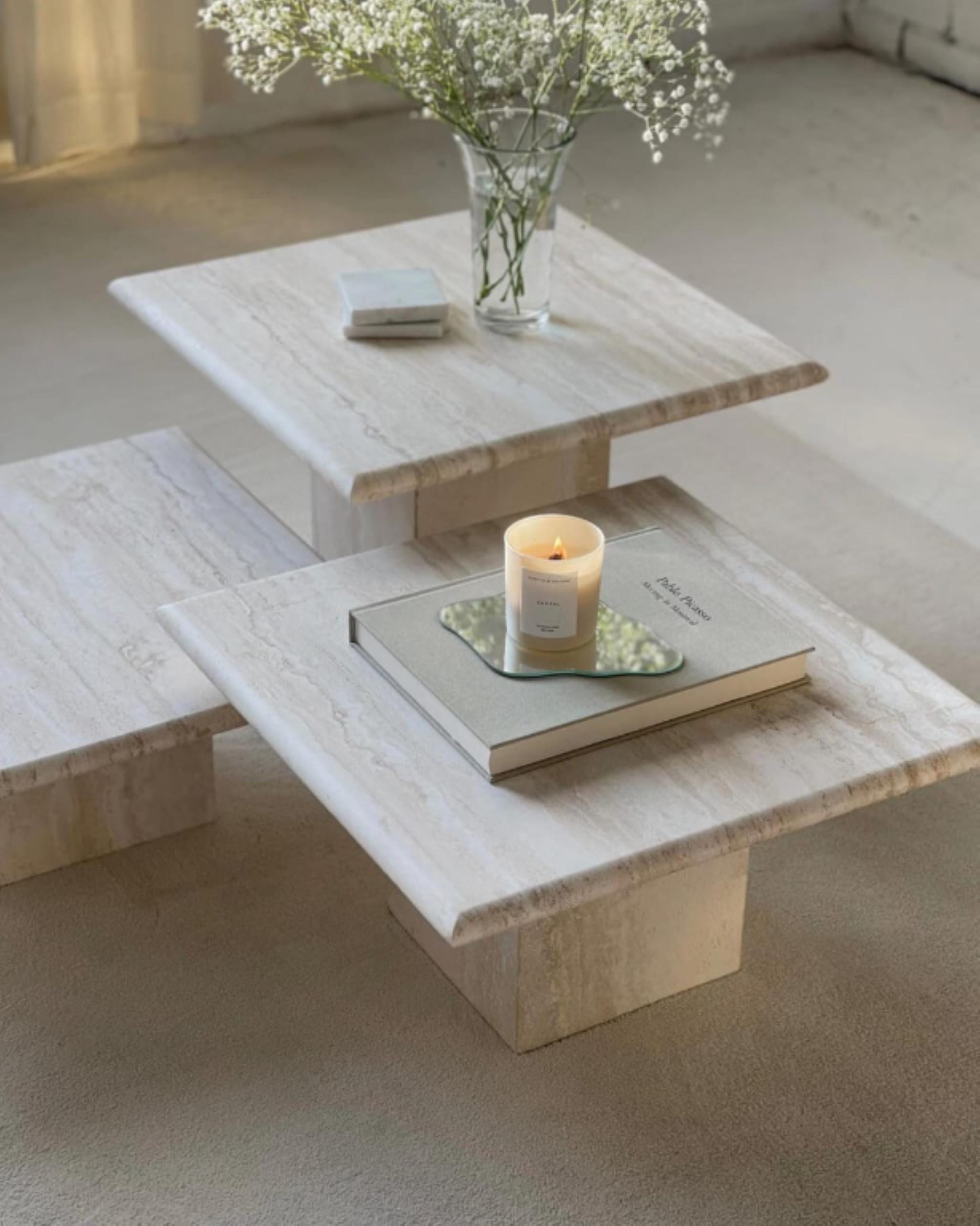 Travertine Nesting Tables Travertine Coffee Tables Modern Travertine