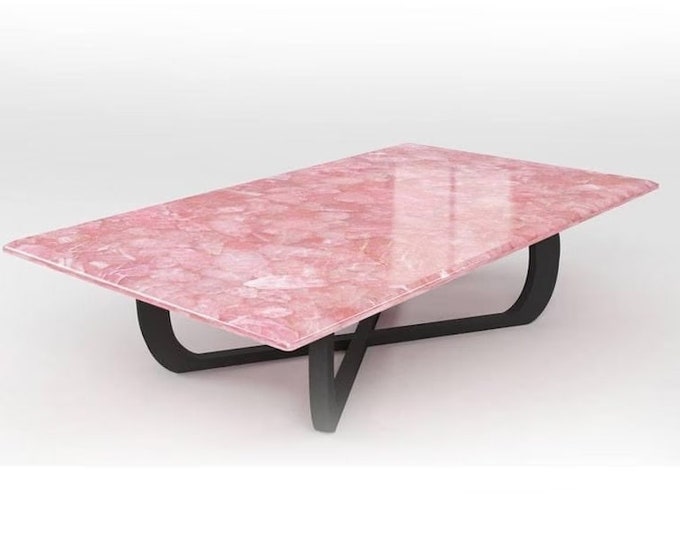 Handmade Rose Quartz Table Top: Dining, Coffee, or Side Table