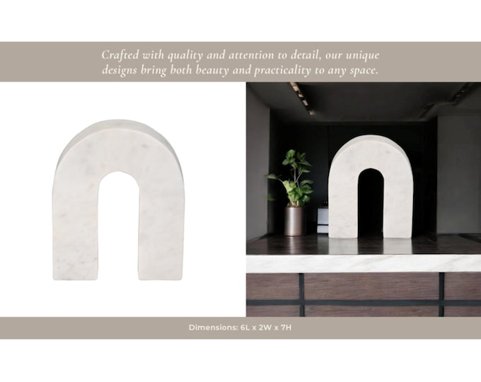 Modern Neutral Marble Horseshoe Tabletop Decorative Object