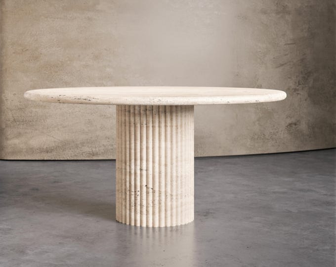 Round Dining table with elegant fluted pedestal, custom size