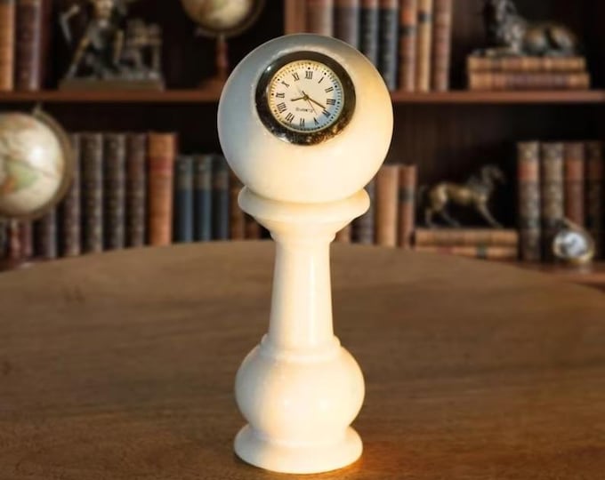 Modern Minimalist Pedestal Clock Sculpture – Unique Desk Clock Decor