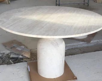 Custom Travertine Dining Table: Handmade Marble Kitchen Table
