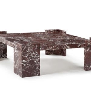 Rosso Levanto Marble Arch Coffee Table: Luxurious Custom Furniture