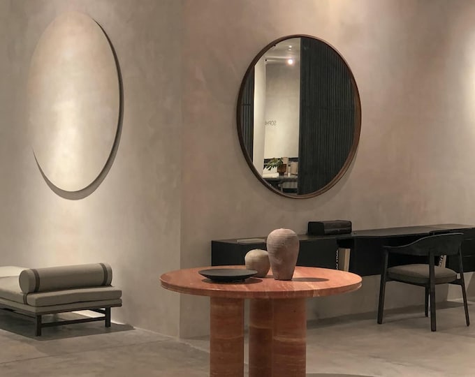 Handmade Red Travertine Coffee Table Top: Inlaid Stone Living Room Centerpiece