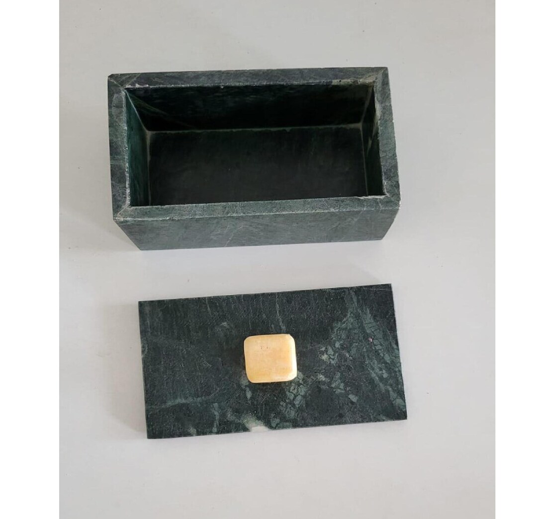 Handcrafted Green Marble Rectangular Storage Box With Onyx Knob Lid - Etsy