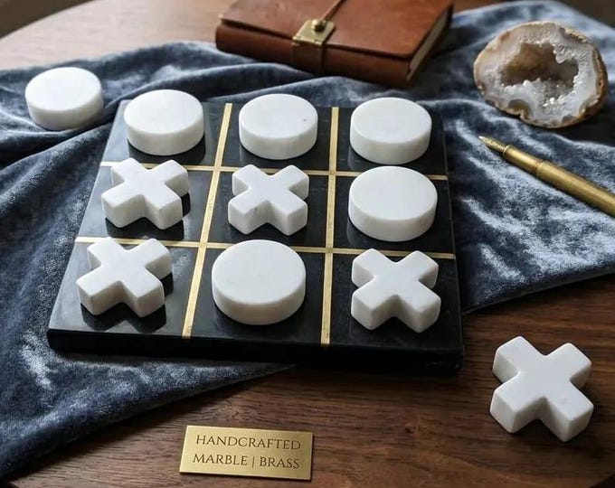 Marble Tic Tac Toe Game, Modern Home Decor, Housewarming Gift