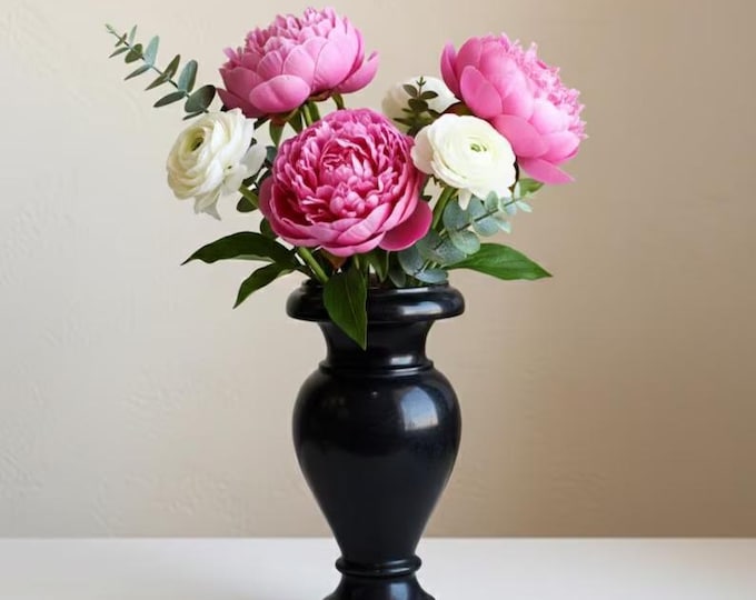 Classic Black Marble Vase, Luxury Home Decor