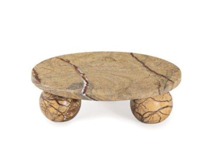 Handmade Brown Forest Marble Side Table: Minimalist Cube Accent Table