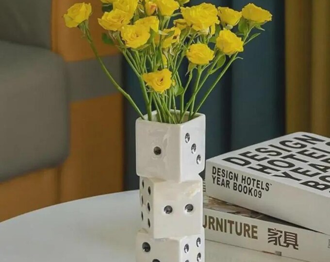 Stacked Dice Planter | Modern Ceramic Dice Vase | Minimalist Home Decor
