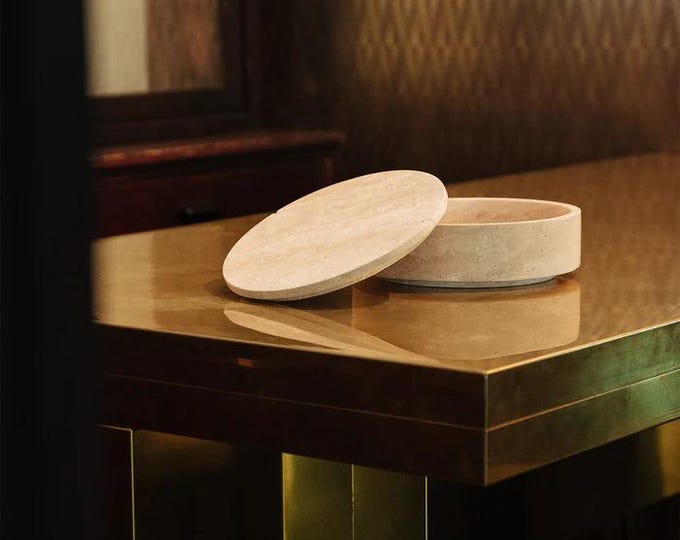 Luxury Travertine Marble Box with Lid | Modern Home Decor