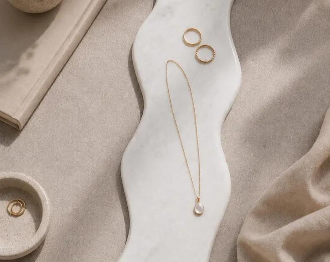 Organic Marble Jewelry Tray | Minimalist Vanity Decor | Luxury Jewelry Display Dish
