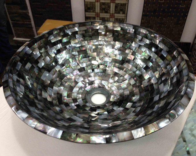 Luxury Black Mother of Pearl Vessel Sink