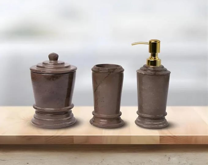 Brown Marble Bathroom Set | Classic Home Decor