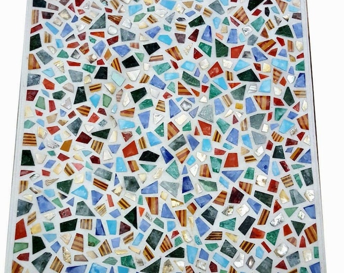 Handmade Marble Mosaic Table Top with Semi-Precious Stone Inlay