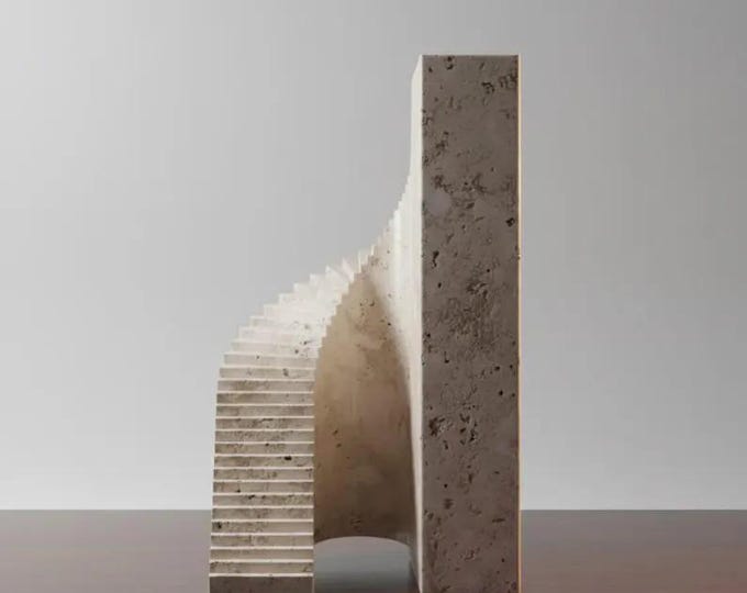 Minimalist Travertine Arch Sculpture | Modern Stone Decor