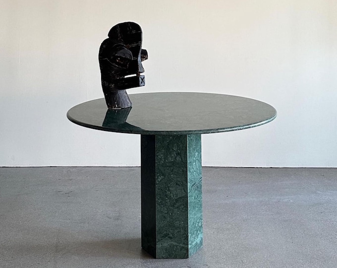Handmade Green Marble Dining Table Custom Round Kitchen Table