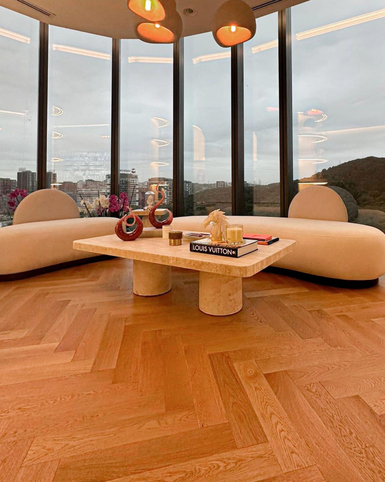 Modern Travertine Stone Coffee Table Elegant Natural Stone Living Room ...